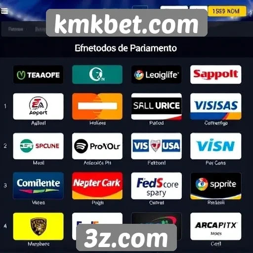 Variedade de métodos de pagamento disponíveis no kmkbet.com